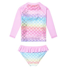 QPANCY Traje de baño para niñas con protección solar UPF 50+, rosado sirena, 12-13 Años