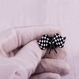 Racing Flags Enamel Pin Motorsport Series Brooch Pin Black and White Checkerboard Lapel Pin Badge for Backpack Pins Accessory for Fans of Car Racing Pin for Men and Women