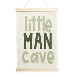 NQDWX Little Man Cave Banner Boys Room Wall Decor,Canvas Hanging Flag Poster Hanger Frame For Bedroom Playroom Kids Room Nursery 12x17 Inches.(034)