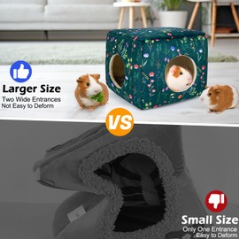 Hedgeink Guinea Pig Hideout Rabbit Bed Cubic Guinea Pig House Accessories Machine Washable Rabbit House Hideaway Hamster Bed for Bunny Chinchilla Ferret Small Pets