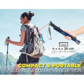 TREKOLOGY TREKZ SE 2pc Collapsible Hiking Stick - Lightweight, Foldable Retractable Trekking Poles for Men, Women & Seniors with Adjustable Height - Nordic Walking Stick for Backpacking,Camping