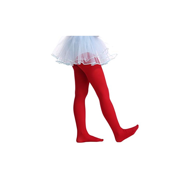 EVERSWE Girls Semi Opaque Footed Tights, Microfiber Tights (2-4, Red)