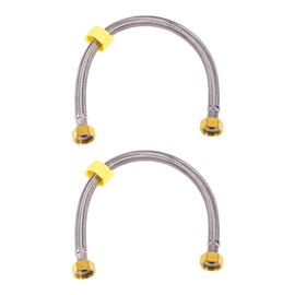 Skweawert 20 In Faucet Supply Lines, 1/2 x 1/2 Brass Female Faucet Connector, Braided Stainless Steel Faucet Hose for Kitchen Sink Toilet（2Pack)