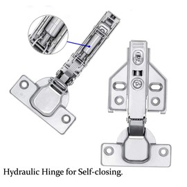Luokim 2pcs 110 Degree Frameless Cabinet Door Concealed Hinges,Full Overlay,Nickel Plated
