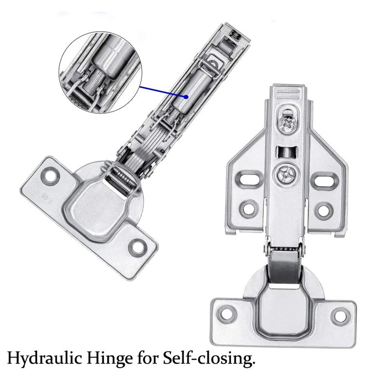 Luokim 2pcs 110 Degree Frameless Cabinet Door Concealed Hinges,Full Overlay,Nickel