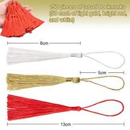 150 Pieces Bookmark Tassels, Golden Tassels, Red Tassels, Colourful Tassels, Decorative Tassels, Mini Tassel Accessories, Small Decorative Tassels
