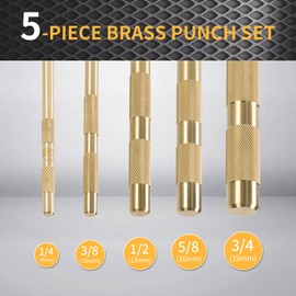 5-Piece Brass Punch Set, Removing Repair Tool, 1/4", 3/8", 1/2", 5/8", 3/4" Brass Pin Drive Punch Set, Replace 67003-MAI 045256670034
