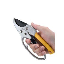 High-carbon steel blade garden shears, pruning scissors, ergonomic aluminum alloy handle, parrot-beak design, suitable for trimming various plants.