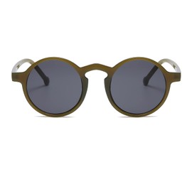 Long Keeper Round Sunglasses Unisex - Small Round Retro Vintage Sunglasses for Men Women with UV400 Protection for Driving Fishing Travel, olive green