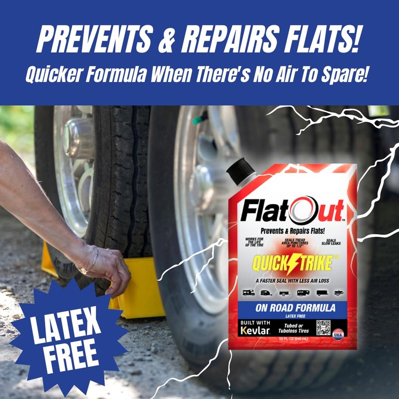 FlatOut QuickStrike Tire Sealant On Road Formula - Prevent Flat