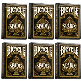 Bicycle Playing Cards 6 Deck Rider Back Black and Gold Spades Collector's Bundle | 6 Decks Playing Cards with Cards and Rules for The Game of Spades.