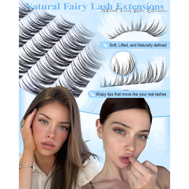 Natural Lash Clusters Wispy Eyelash Clusters 8-14mm Natural Bunny Cluster