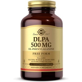 Solgar DLPA 500 mg, 100 Vegetable Capsules - Free Form DL-Phenylalanine - Supports Central Nervous System - Vegan, Gluten Free, Dairy Free, Kosher - 100 Servings