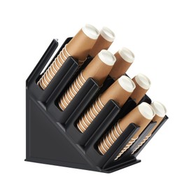 Disposable Paper Cup Dispenser, Lid Dispenser 8 Compartment PC Coffee Cup and Lid Storage Organizer for Countertop Bar, Beverage Cup, Kitchen, Breakroom Restaurant