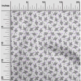 oneOone Velvet Purple Fabric Dot & Honey Bee Quilting Supplies Print Sewing Fabric by The Meter 58 Inch Wide