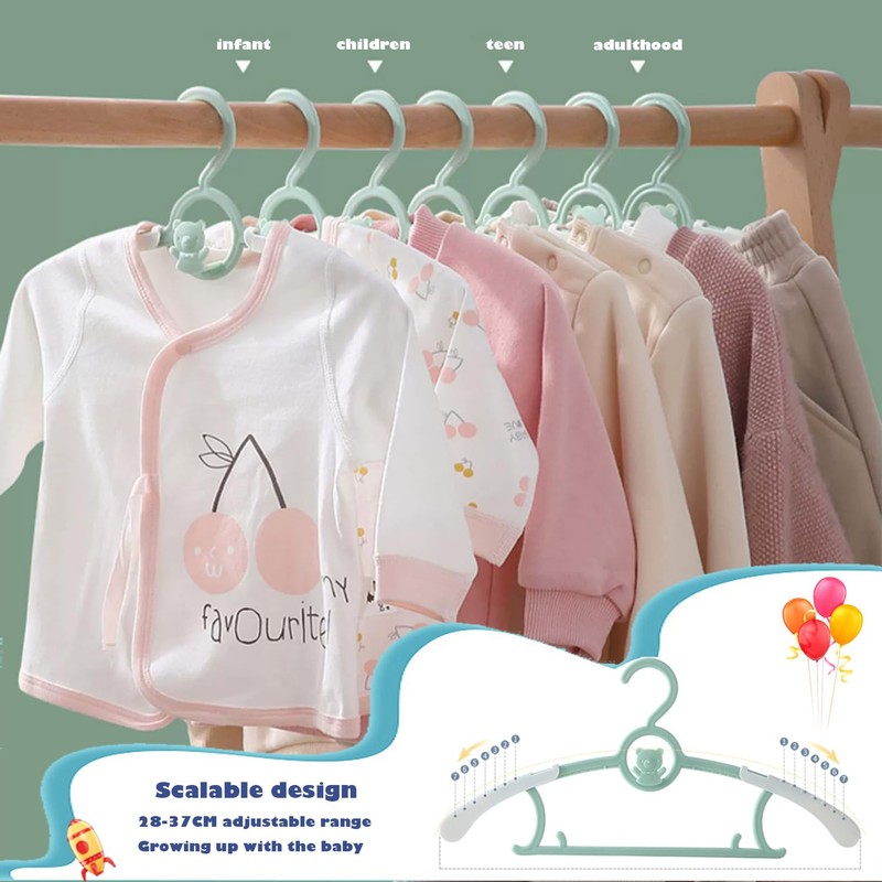 JSF 20 x Kids Adjustable Clothes Hangers 29-37cm 4 Colours