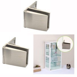 Cabinet Glass Door Hinge Display Cabinet Wine Cabinet Clamping Door Hinge, Suitable for 3-5mm, (1 Pair (= 2 Pieces)