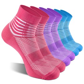 IRAMY Compression Ankle Support Socks Coolmax Wicking Cushioned Athletic Plantar Fasciitis Relief Men Women 3 Pairs