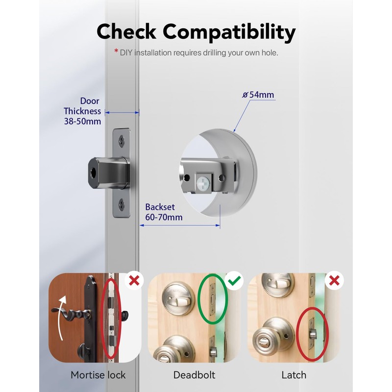 Smart Lock Fingerprint Door Lock, Smart Door Lock for Home