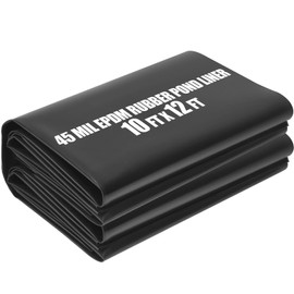 Hoolerry Pond Liner, 45 Mil EPDM Rubber Fish Safe Pond Liner Easy Cutting for Outdoor Waterfall, Fish or Koi Pond Water Garden, Fountains and Bed Planter, Black (10 x 12 Ft)