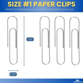 1InTheOffice Paper Clip Dispenser, Magnetic-Top, #1 Standard Size, Desktop Dispenser Smooth Finish, Silver, 100/Box 12 Pack