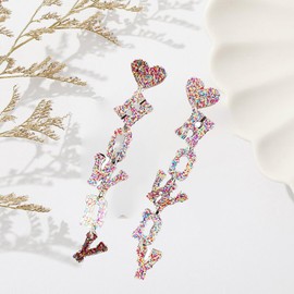 Cowgirl Earrings Western Howdy Letter Earrings Country Earring for Women Girls Sparkling Dangle Earrings Long Glitter Earring Jewelry Gifts