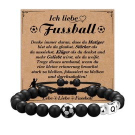 Casxyue Football Gifts Boys Football Bracelet with Initial Letter Pendant Football Fan Gifts Natural Stone Football Bracelet for Son Brother Birthday Gift Christmas Gifts for Boys, One size, Stone, No
