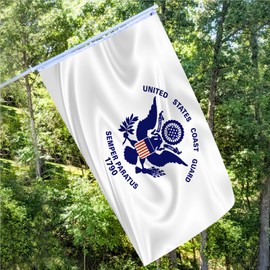4x6 US Coast Guard Flag USCG Flag Outdoor Double Sided 100% Polyester Fiber Coast Guard Gifts Decorations Bright Color with Durable Canvas Header and 2 Non Fading Brass Grommets