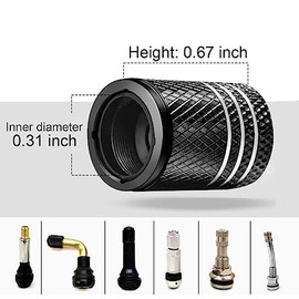 LALOCAPEYO 5 PCS Tire Valve Stem Caps for Car Tire Cap Corrosion Resistant Leak-Proof Premium Alloy Universal fit for Car Bike Truck Motorcycle (Black)