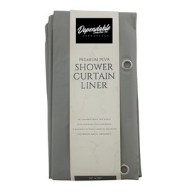 Dependable Industries inc. Essentials Premium 6 Guage PEVA Shower Curtain Liner - PVC Free Magnetized Bottom Odorless with Rustproof Grommets (Silver)
