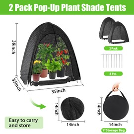 2 Pack Pop Up Plant Shade Tent, Plant Shades for Outdoor Plants, UV Resisitant 80% Sunblock Shade for Plants Sun Protection, Plant Shade Cover for Flower Potted Plants (35x35x39Inch)