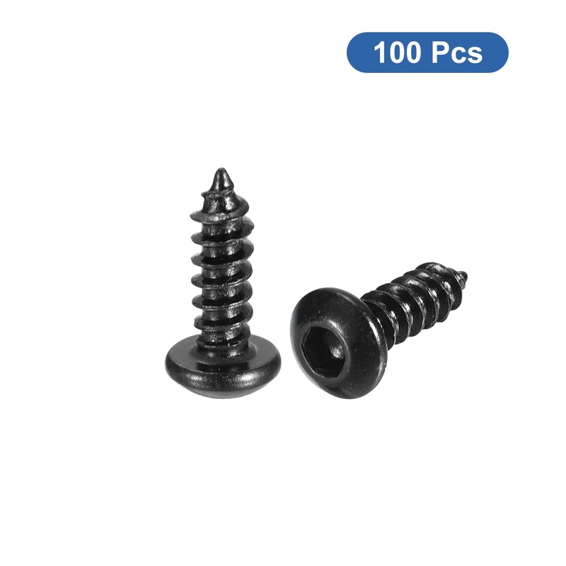 sourcing map Hex Socket Self Tapping Screws, M3 x 10mm