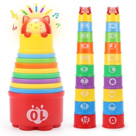 PELOSTA 10PCS Stacking Cups for Toddler 1-3, Nesting Stack Cups Montessori Toys for Baby 6 9 12 18 Months,Newborn Sensory Bath Toys Beach Game for 1 2 3 Year Old Baby Boys Girls Birthday Gift
