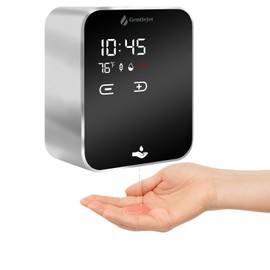 GentleJet AuraJet Automatic Soap Dispenser Touchless - Adjustable Levels, Digital Display, Aluminum Alloy Body, Battery Operated or USB-Powered Automatic Hand Soap Dispenser Wall Mount - 16.2oz