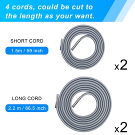 Universal Zero Gravity Chair Repair Cord Kit, 4 PCS Replacement Elastic Cords Repair Tool Kit for Repairing Zero Gravity Chair, Recliners, Garden Sun Loungers, Garden Chairs (Silver)