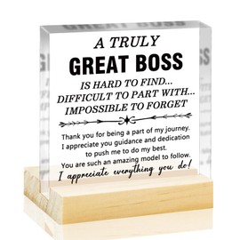Sugchairo Best Bosses Day Gifts for Women Men Acrylic Desk Sign Boss Appreciation Gifts for Women Birthday Gift for Woman Boss Lady Gift Christmas Thanksgiving Day Going Away Presensts for Bosses