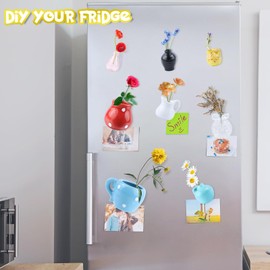 12PCS Mini Vase Magnets for Fridge, Cute Tiny Ceramic DIY Vase Magnets for Refrigerator, Office, Locker Decor(No Flowers)