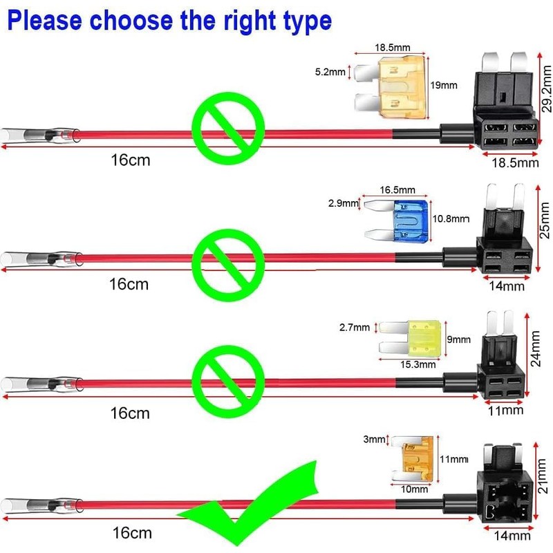10 Pack Low Profile Mini Add-a-Circuit 16AWG Fuse Tap Kit
