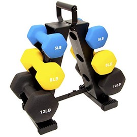 Sporzon! Neoprene Coated Dumbbell Set with Stand (5lbs, 8lbs, 12lbs Set), Multicolor
