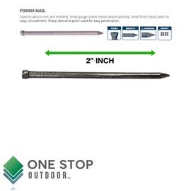 2" Inch Premium Quality Polished Finishing Nails Hand-Drive Hardware Carbon Steel Nail for Picture Hanging, Wood, Frame, Plaster and Concrete Wall - DIY (1000)