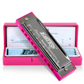 Easttop Blues Harmonica Diatonic 10 Holes C Key Happy Harmonica Mouth Organ for Beginner Kids Gift Carrying Plastic Case Clean Cloth and Manual Jazz Folk:_T10-4S-PKSR