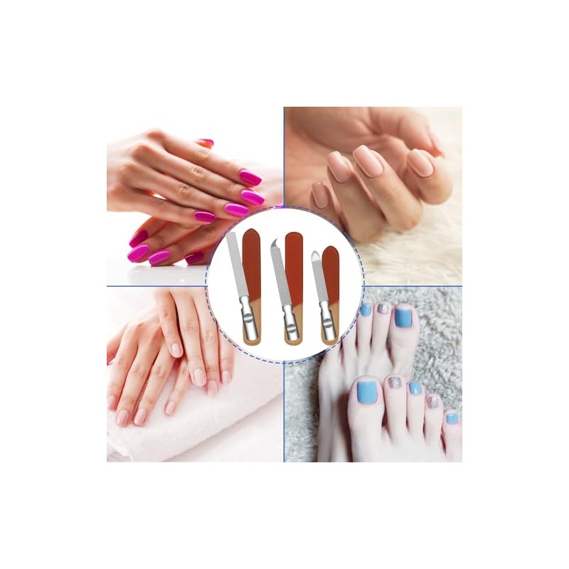 HomeyEra- Lima de uñas de acero inoxidable (paquete de 3)