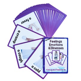 Lilias Feelings Emotions & Illness Flash Cards, Toddler Learning Toys, Preschool Learning Toys, Homeschool Supplies, Learning Supplies for Kindergarten, 4.3 X 3.14 Inch, 32 Cards in Set