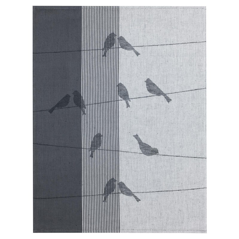 Kracht Pack of 3 half-linen tea towels migratory birds 50