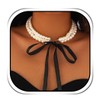 Handcess Bow Pearl Necklace Beaded Layered Necklaces Pearl Choker Necklace