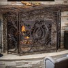 Christopher Knight Home Waterbury Fireplace Screen, Gold Flower On Black