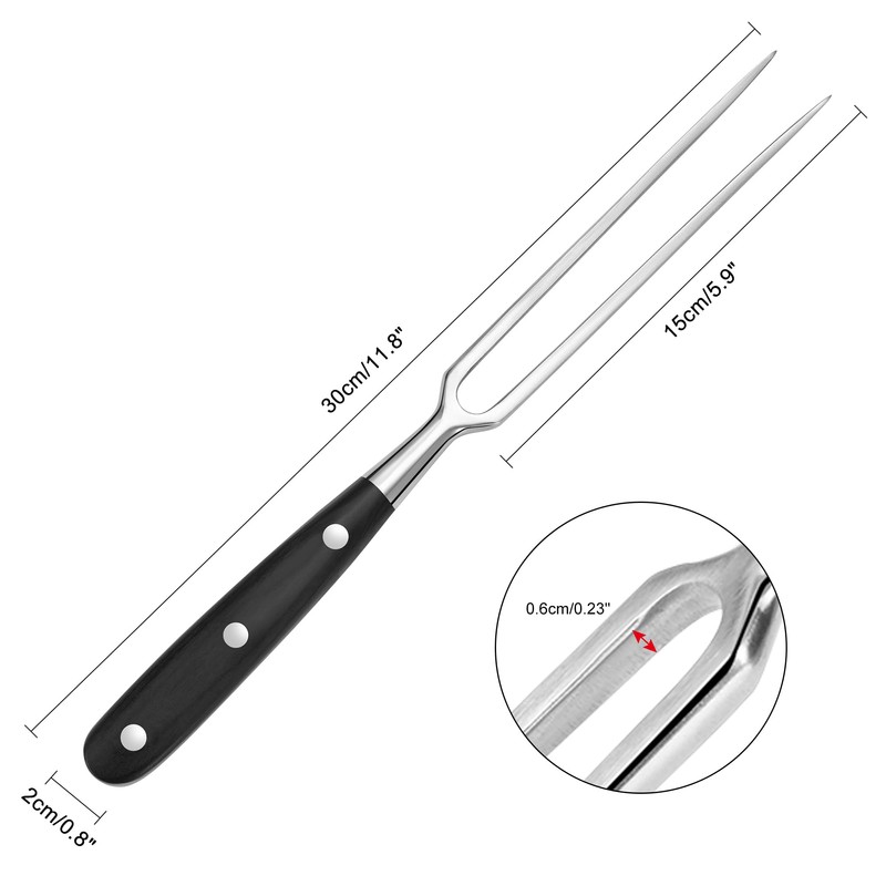 Large Meat Fork with Wood Handle,11.6 Inch Stainless Steel Two