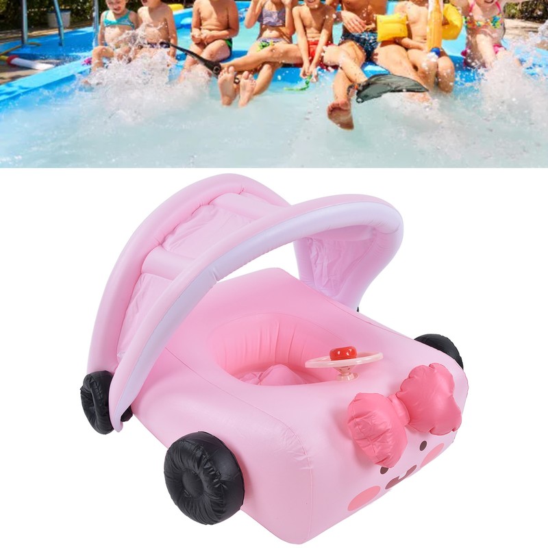 Car Shaped Babies Swim Float Boat Thickened Safe Pink Toddler