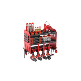 Power Tool Organizer Wall Mount: Heavy Duty Storage Organization Stand Cordless -3 Layers Garage Organizer with Drill Holder -Metal Steel Utility Rack Hooks Screwdriver -Anniversary Gifts for Men