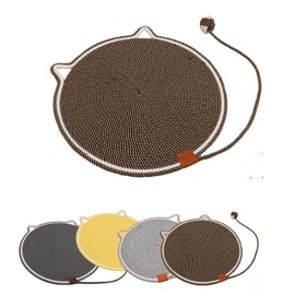 Cat Scratching Pad, Natural Cotton Rope Cat Scratch Mat, 16.9'' Round Wall & Floor Scratcher, Durable Furniture Protector for Couch, Carpet, Sofa, Eco-Friendly Cat Scratcher Pad（Brown）
